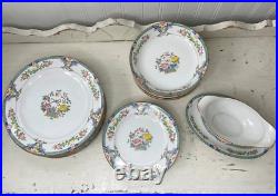 Noritake China Set, 19p Painted Japanese Dinnerware Set, Rare Nippon Porcelain