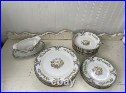 Noritake China Set, 19p Painted Japanese Dinnerware Set, Rare Nippon Porcelain