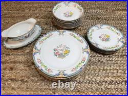 Noritake China Set, 19p Painted Japanese Dinnerware Set, Rare Nippon Porcelain