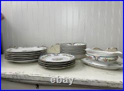 Noritake China Set, 19p Painted Japanese Dinnerware Set, Rare Nippon Porcelain