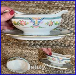 Noritake China Set, 19p Painted Japanese Dinnerware Set, Rare Nippon Porcelain