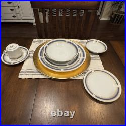 Noritake China Set Vintage Blue Dawn 10 Seven Piece Place Settings
