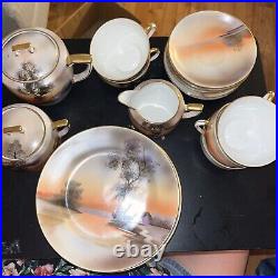 Noritake China Set Vintage Sunset Lake Cottage 22 Pieces
