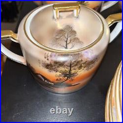 Noritake China Set Vintage Sunset Lake Cottage 22 Pieces
