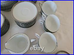 Noritake China Silvester 6340 89 Piece Set for 12, near complete platinum band