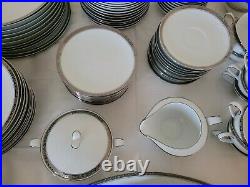 Noritake China Silvester 6340 89 Piece Set for 12, near complete platinum band