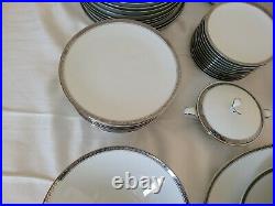 Noritake China Silvester 6340 89 Piece Set for 12, near complete platinum band