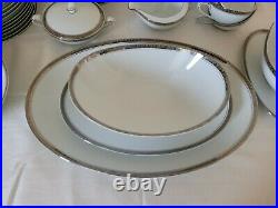 Noritake China Silvester 6340 89 Piece Set for 12, near complete platinum band