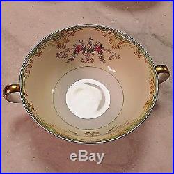 Noritake China Winton Set of 7 Flat Cream Soup Bowl and Saucer Scroll Floral