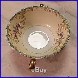 Noritake China Winton Set of 7 Flat Cream Soup Bowl and Saucer Scroll Floral