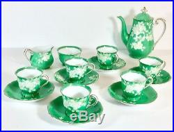Noritake China cups saucers set of vintage tableware Green White Flowers