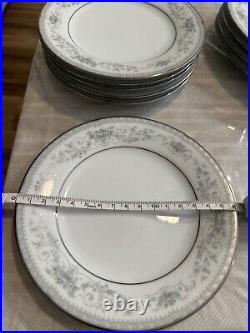 Noritake Colburn Blue Silver Border 6107 Fine China Set. 30 Pieces Perfect Cond