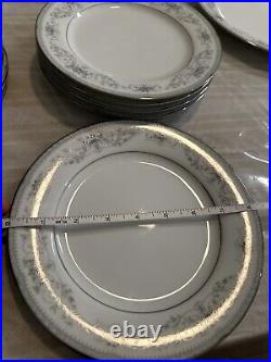 Noritake Colburn Blue Silver Border 6107 Fine China Set. 30 Pieces Perfect Cond