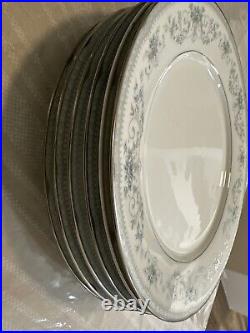 Noritake Colburn Blue Silver Border 6107 Fine China Set. 30 Pieces Perfect Cond