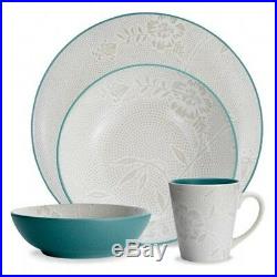 Noritake Colorwave Turquoise Bloom Coupe 32Pc Dinnerware Set, Service for 8