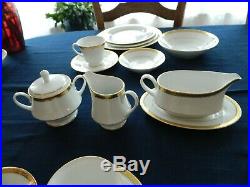 Noritake Contemporary China #4322 Essex gold Set for 8 with 6 serving Pieces 4-4