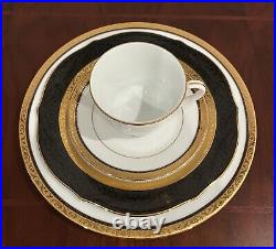 Noritake Contemporary Fine Bone China 4332 Regent Gold 63 Pcs 8 Place Setting