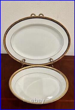 Noritake Contemporary Fine Bone China 4332 Regent Gold 63 Pcs 8 Place Setting