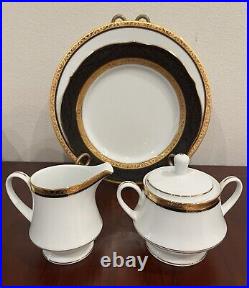 Noritake Contemporary Fine Bone China 4332 Regent Gold 63 Pcs 8 Place Setting