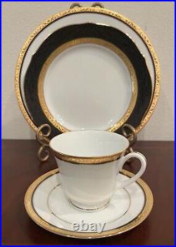 Noritake Contemporary Fine Bone China 4332 Regent Gold 63 Pcs 8 Place Setting