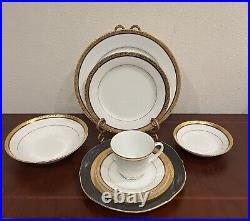 Noritake Contemporary Fine Bone China 4332 Regent Gold 63 Pcs 8 Place Setting