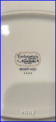 Noritake Contemporary Fine Bone China 4332 Regent Gold 63 Pcs 8 Place Setting