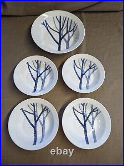 Noritake Craftone Japan Trees 8770 Blue 1977 Vintage dish set