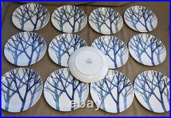 Noritake Craftone Japan Trees 8770 Blue 1977 Vintage dish set