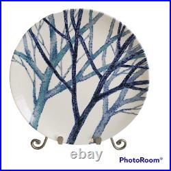 Noritake Craftone Trees Blue Branches Dinner Plates Japan 8770 Vtg 1977 Set 2