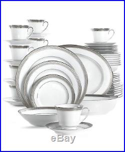 Noritake Crestwood Platinum Bone China Dinnerware 47 pcs Set Porcelain Service