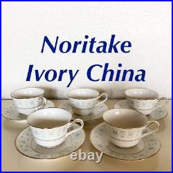 Noritake Cup Saucer Ivory China Set Of Cups Vintage Showa Retro Flower Pattern G