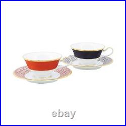 Noritake Cup & Saucer Pair Set Coffee Tea 220cc Tableware Black Red withBox Japan