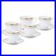Noritake Cup & Saucer Set 5 Pieces Tableware Fine Porcelain Gold White Japan New