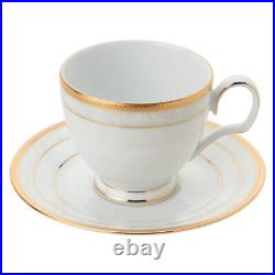 Noritake Cup & Saucer Set 5 Pieces Tableware Fine Porcelain Gold White Japan New