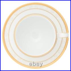 Noritake Cup & Saucer Set 5 Pieces Tableware Fine Porcelain Gold White Japan New