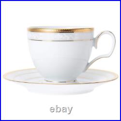 Noritake Cup & Saucer Set 5 Pieces Tableware Fine Porcelain Gold White Japan New