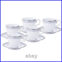 Noritake Cup & Saucer Set Hampshire Platinum 5 Fine Porcelain Tableware Japan