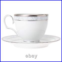 Noritake Cup & Saucer Set Hampshire Platinum 5 Fine Porcelain Tableware Japan