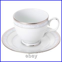 Noritake Cup & Saucer Set Hampshire Platinum 5 Fine Porcelain Tableware Japan