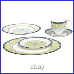 Noritake Dinner Plates 10.75-In (Set Of 4) Made Of Bone China Blue/YellowithWhite
