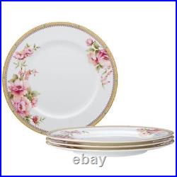 Noritake Dinner Plates Dishwasher Safe Round Bone China White/Pink (Set of 4)