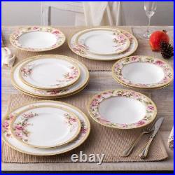 Noritake Dinner Plates Dishwasher Safe Round Bone China White/Pink (Set of 4)