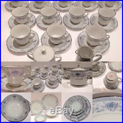 Noritake Dinner Service China Tea set 12 Person Blue Hill Plates Bowls Tea cups