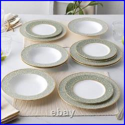 Noritake Dinnerware Set 5-Piece Bone China Green with Gold Banded (Service for 1)