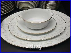 Noritake Duetto 6610 Gold Trim White China Dinner Service Scrolls 93pcs Japan