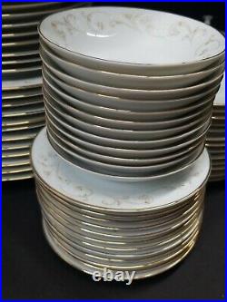 Noritake Duetto 6610 Gold Trim White China Dinner Service Scrolls 93pcs Japan