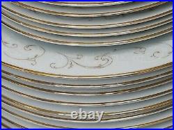 Noritake Duetto 6610 Gold Trim White China Dinner Service Scrolls 93pcs Japan