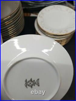 Noritake Duetto 6610 Gold Trim White China Dinner Service Scrolls 93pcs Japan