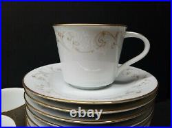 Noritake Duetto 6610 Gold Trim White China Dinner Service Scrolls 93pcs Japan