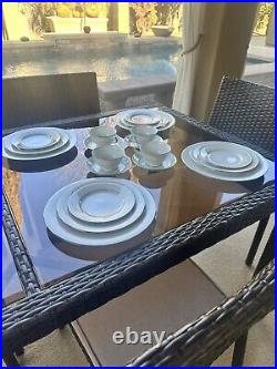 Noritake Envoy Dinnerware 20- Piece Set, 4 Place Settings, Silver Trim, Elegant
